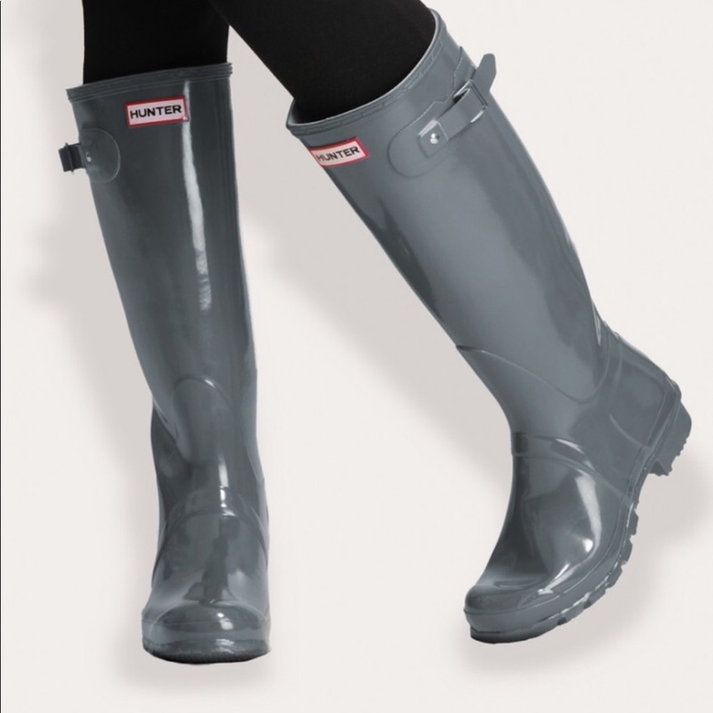 Grey Tall Women’s Hunter Boots with foot warmers
